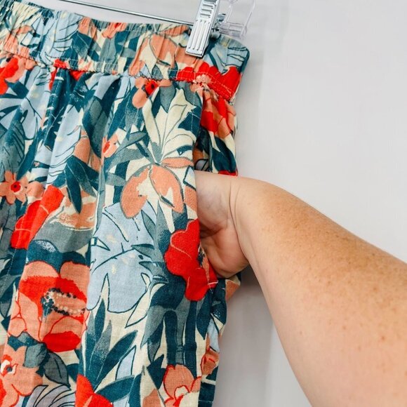 C&C California Women's Linen Wide Leg High Rise Pants Size M Floral Pull On - Picture 3 of 9